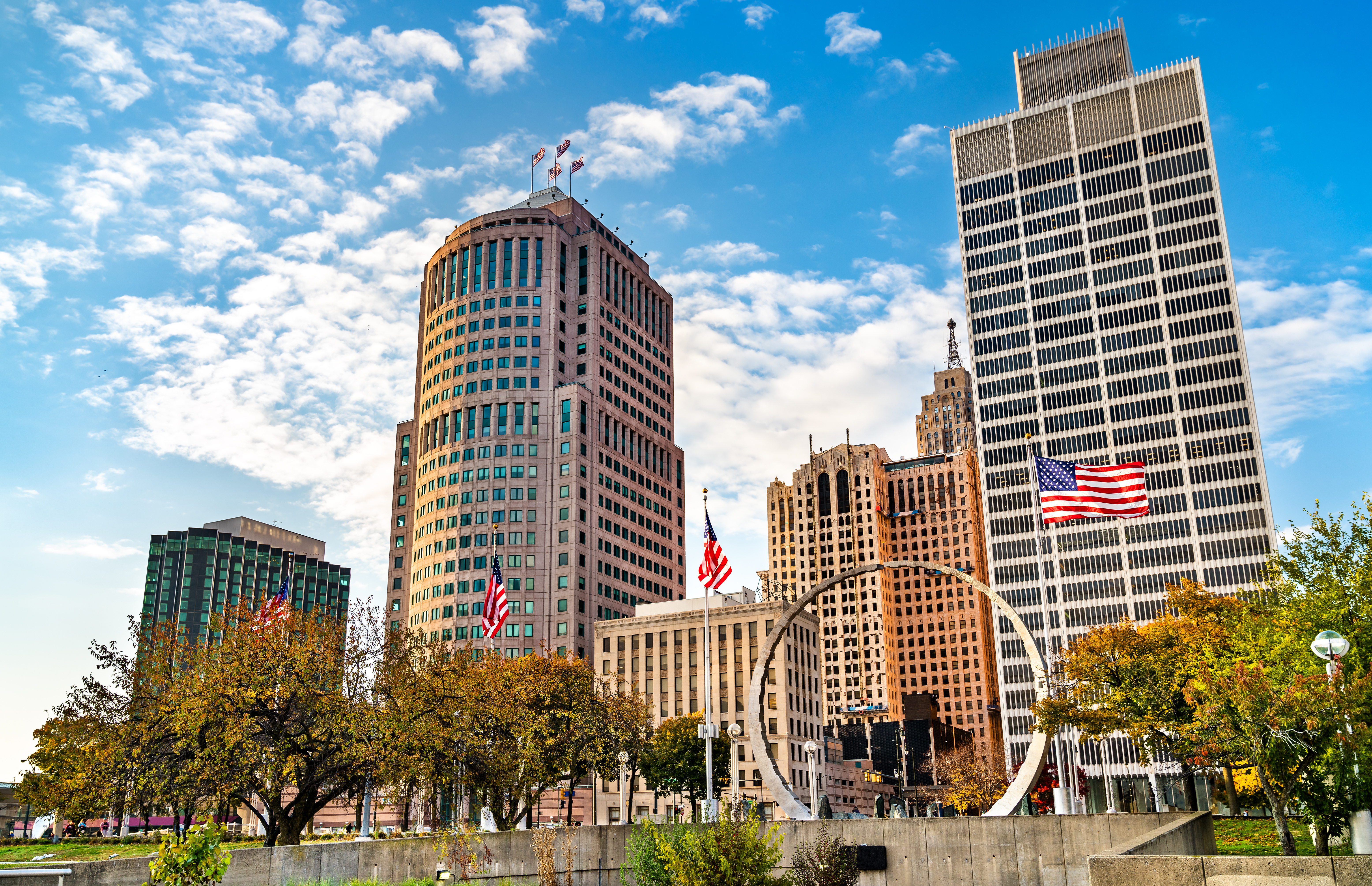 Downtown Detroit skyline from Hart Plaza Michigan, United States